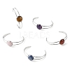 Natural Mixed Stone Flat Round 304 Stainless Steel Cuff Bangles for Women BJEW-JB14352-02-3