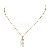 Nuggets Natural Baroque Keshi Pearl Pendant 304 Stainless Steel Satellite Chain Necklaces for Women NJEW-JN06030-2