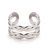 304 Stainless Steel Hollow Chunky Open Cuff Ring for Women RJEW-A005-40P-1