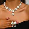 Flower Alloy Crystal Rhinestone & Plastic Pearl Link Chain Necklaces & Stud Dangle Earrings Sets FS-WGC22CC-02-2