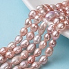 Oval Natural Cultured Freshwater Pearl Beads Strands X-PEAR-R015-43-1
