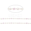 Faceted Cube Glass & ABS Plastic Imitation Pearl Beaded Chains CHS-G026-02KCG-02-1-2