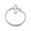 201 Stainless Steel Hollow Out Cross Adjustable Ring for Women RJEW-K238-06P-2