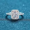 Rhodium Plated 925 Sterling Silver Micro Pave 6x8mm Cubic Zirconia Finger Rings for Women WG8E258-10-3