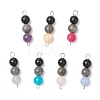 Dyed Natural Malaysia Jade & Black Onyx(Dyed & Heated) & Amethyst & Labradorite & Rose Quartz Round Beaded Connector Charms PALLOY-JF04052-01-1