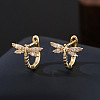 Brass Micro Pave Cubic Zirconia Dragonfly Hoop Earrings for Women WG01AB9-01-1