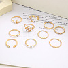 10Pcs Alloy with Crystal Rhinestone Finger Rings WG3531F-01-3