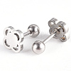 201 Stainless Steel Flower Barbell Cartilage Earrings EJEW-R147-15-3