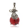 Lucky Bag Antique Silver Plated Alloy Glass Pendants PALLOY-J561-06-1
