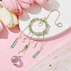 Natural Green Aventurine Chip Pendant Decorations with Brass Moon & Cable Chain & Electroplated Quartz Crystal Tassel HJEW-JM01650-01-2