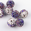 Two-Tone Color Handmade Polymer Clay Disco Ball Beads X-RB-R041-12-1