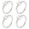 4Pcs Adjustable Brass Pad Ring Settings KK-BBC0011-83-1