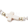 Natural Howlite Beads Link Bracelets for Women Men BJEW-JB11467-06-3