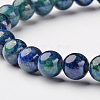 Natural Chrysocolla and Lapis Lazuli Round Bead Stretch Bracelets BJEW-L593-D03-2