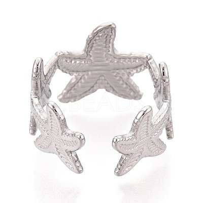 304 Stainless Steel Cuff Open Rings for Women RJEW-N052-14P-1
