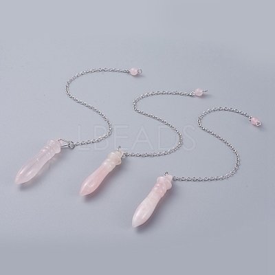 Natural Rose Quartz Pointed Dowsing Pendulums G-J386-A07-1