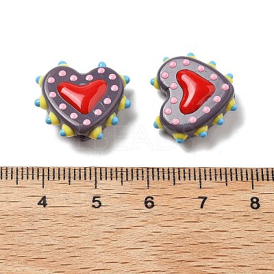 Baking Paint Glass Bumpy Beads Heart LAMP-V001-07A-1