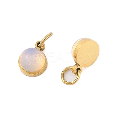 Ion Plating(IP) Opalite Half Round Charms with Jump Ring STAS-A097-05G-04-1