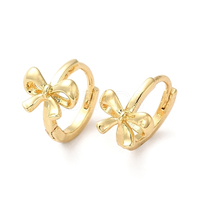 Brass Bowknot Hoop Earrings for Women LS-ZIRC-Q201-15G-1