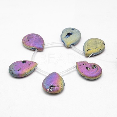Electroplated Natural Quartz Crystal Beads Strands G-G891-01-1