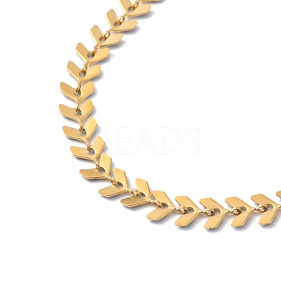 Enamel Ear of Wheat Link Chain Necklace NJEW-P220-02G-04-1