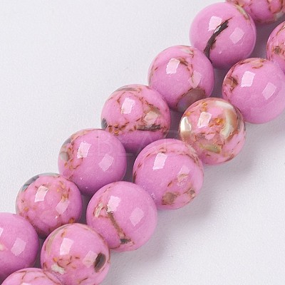 Sea Shell and Synthetic Turquoise Assembled Beads Strands G-G758-05-6mm-1