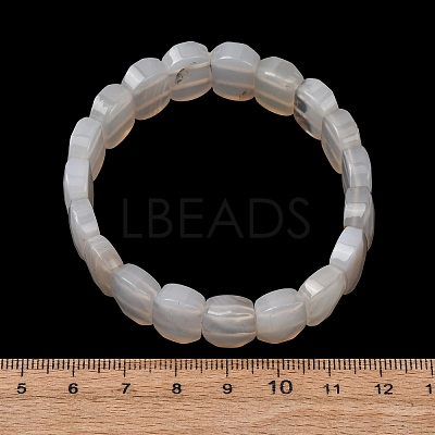 Natural Grey Agate Beaded Stretch Bracelets for Unisex G-K303-01J-1
