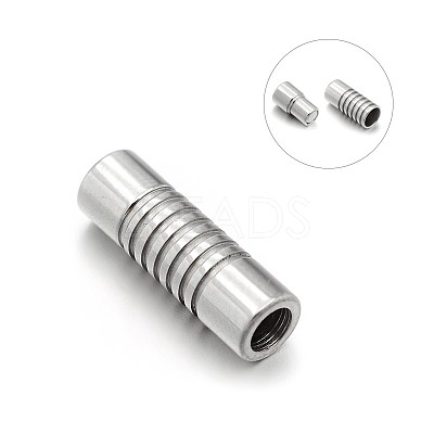 Tarnish Resistant Smooth 304 Stainless Steel Column Magnetic Clasps with Glue-in Ends STAS-E089-33B-1