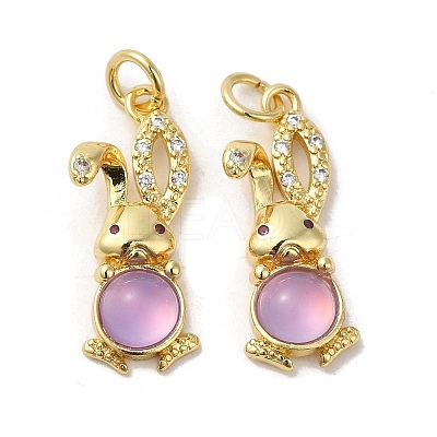 Rack Plating Brass Micro Pave Cubic Zirconia Jade Pendants X-KK-K377-92G-01-1