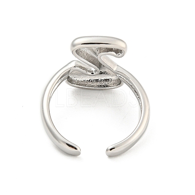 Brass Letter Open Cuff Rings for Women RJEW-G313-01Z-P-1