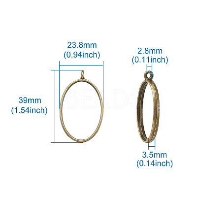 Rack Plating Alloy Open Back Bezel Pendants PALLOY-TA0001-10AB-1