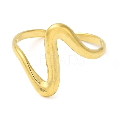 Wave 304 Stainless Steel Open Cuff Rings for Women RJEW-Z043-01F-1