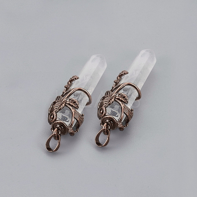 Natural Quartz Crystal Pointed Pendants G-O164-02F-1