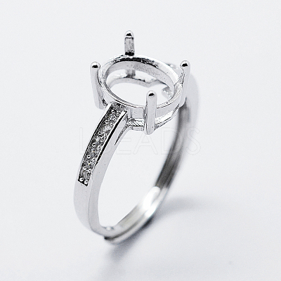 Anti-Tarnish Rhodium Plated 925 Sterling Silver Finger Ring Components STER-G027-18P-1