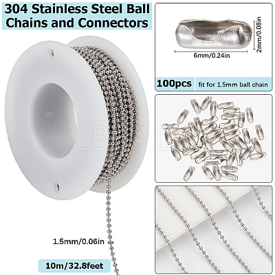 10M 304 Stainless Steel Ball Chains CHS-SC0001-04A-1
