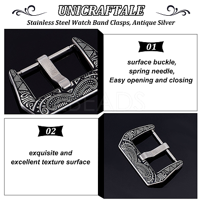 2 Sets Tibetan Style 304 Stainless Steel Watch Band Clasps STAS-UN0039-87A-1