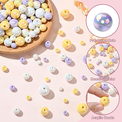 250G UV Plating Rainbow Iridescent Opaque Acrylic Beads PACR-CJ0001-39-1