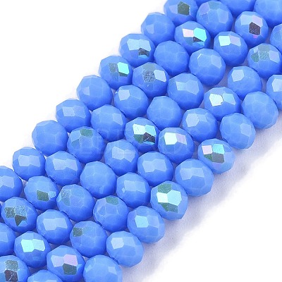Electroplate Opaque Solid Color Glass Beads Strands EGLA-A044-P4mm-L17-1
