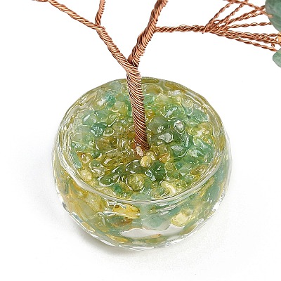 Natural Green Aventurine and  Yellow Quartz Chips Tree of Life Decorations DJEW-B013-01G-1
