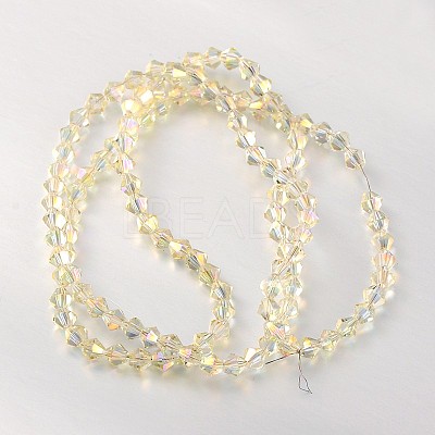Electroplate Faceted Bicone Glass Beads Strands X-EGLA-P017-4mm-14-1