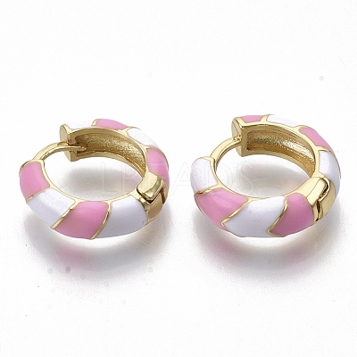 Brass Huggie Hoop Earrings EJEW-S209-04E-1