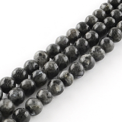 Natural Larvikite Round Beads Strands G-R342-8mm-09-1