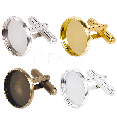 24Pcs 4 Colors Brass Cufflinks KK-SC0006-38-1