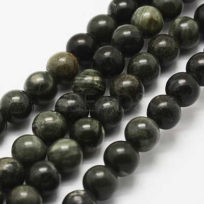 Natural Green Wood Lace Stone Wooden Jasper Beads Strands G-J358-04-8mm-1