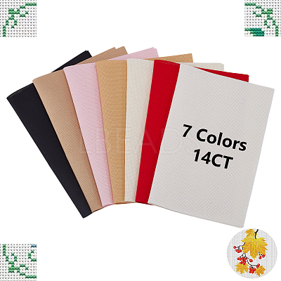 7Pcs 7 Colors Cotton Rectangle Cross-Stitch Fabric AJEW-AR0004-81-1