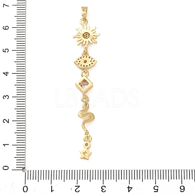 Tassel Brass Micro Pave Clear Cubic Zirconia Big Pendants KK-L271-01G-11-1