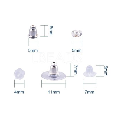 5 Style Brass and Plastic Ear Nuts KK-PH0016-01S-1