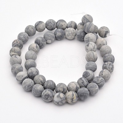 Natural Map Stone/Polychrome Jasper/Picasso Stone/Picasso Jasper Beads Strands G-D657-10mm-1