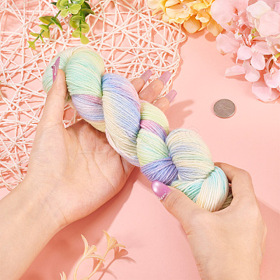 1 Skein 80% Wool 20% Acrylic Fiber Rainbow Segment Dyed Yarn OCOR-TA0003-02D-1