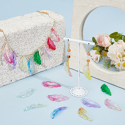 280Pcs 7 Colors Transparent Gradient Color Acrylic Pendants OACR-PH0004-66-1